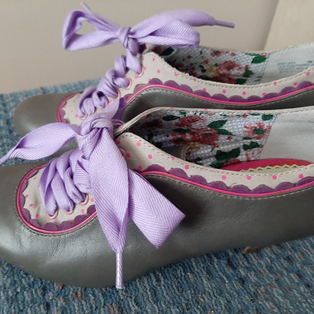 Poetic License Grey Leather Lace Up Booties